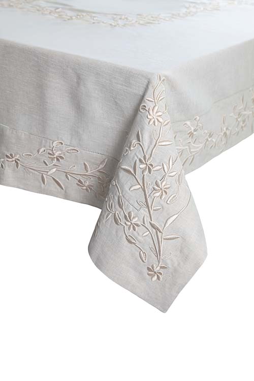 Rölyef Serisi Bej Rengi Masa Örtüsü