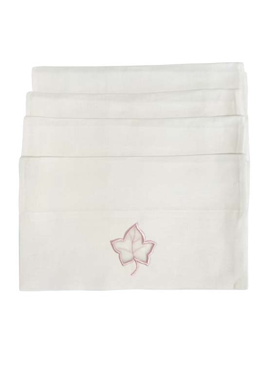 Pembe Nakışlı 4’lü Keten Havlu