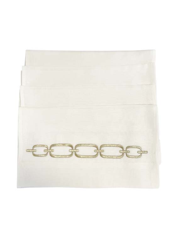 Gold Nakışlı 4’lü Keten Havlu